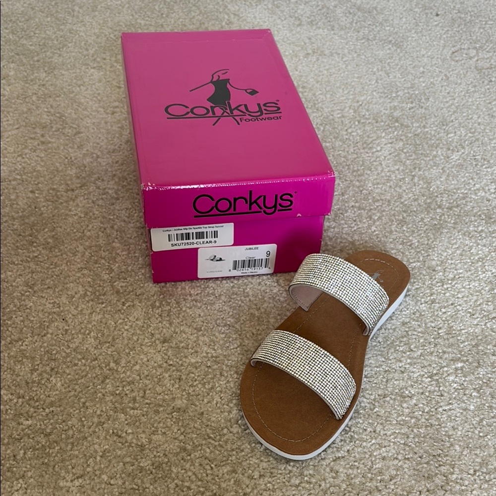 Corkys Sparkling White and Tan Sandals